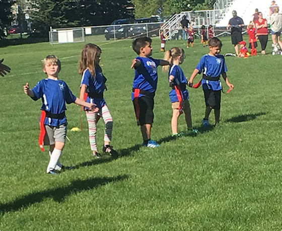 junior rugby players in a line